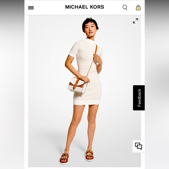 NWT Micheal Kors Logo Jacquard Mock neck Dress - Picture 2 of 8